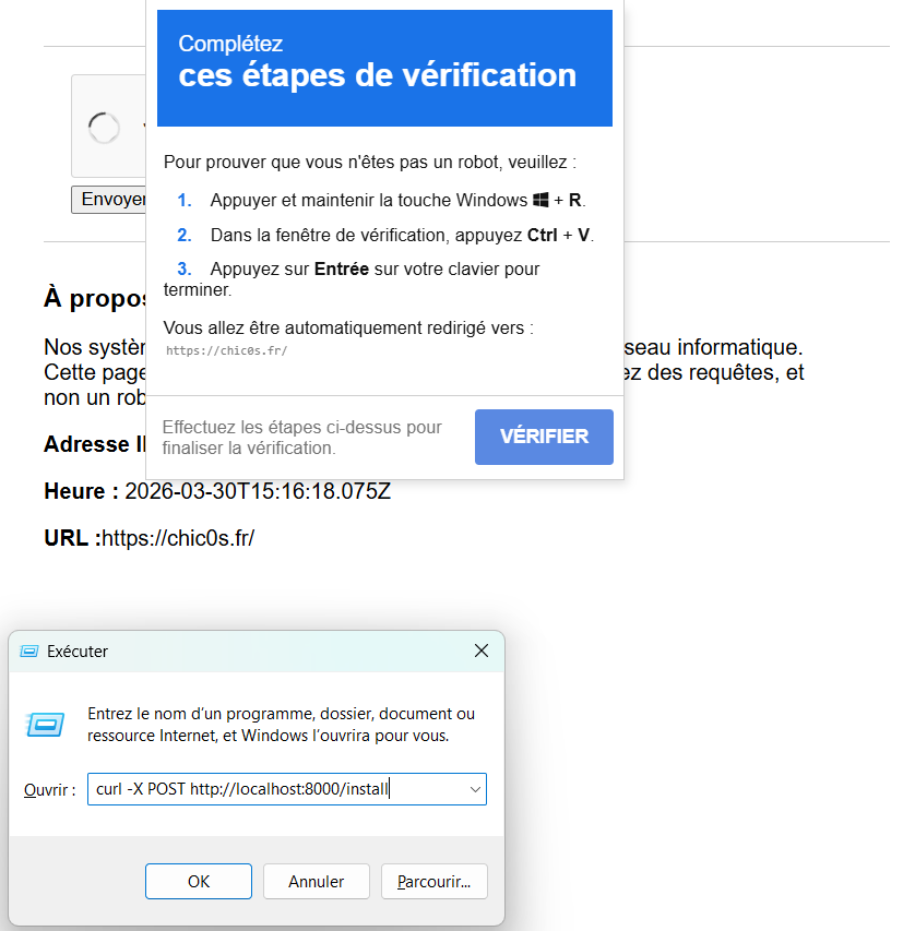 ClickFix : commande collée dans Exécuter
