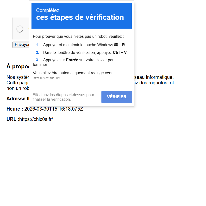 ClickFix : popup d&rsquo;instructions